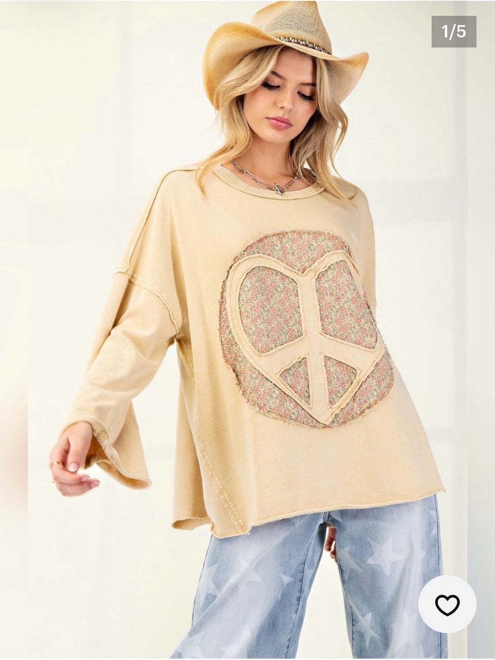 Heart/peace oversized Easel sweatshirt